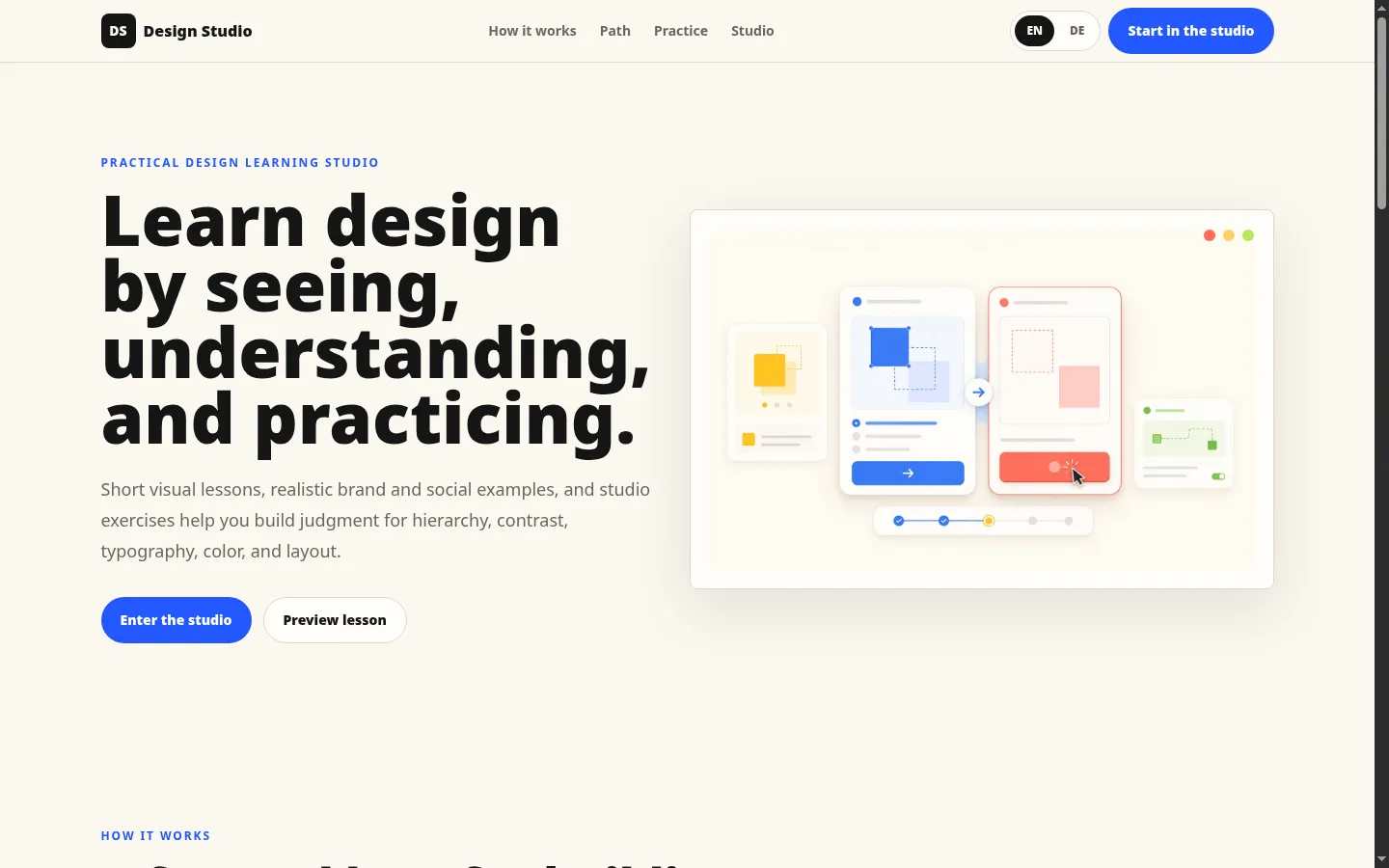 Vorschau der Website Design Learning Studio